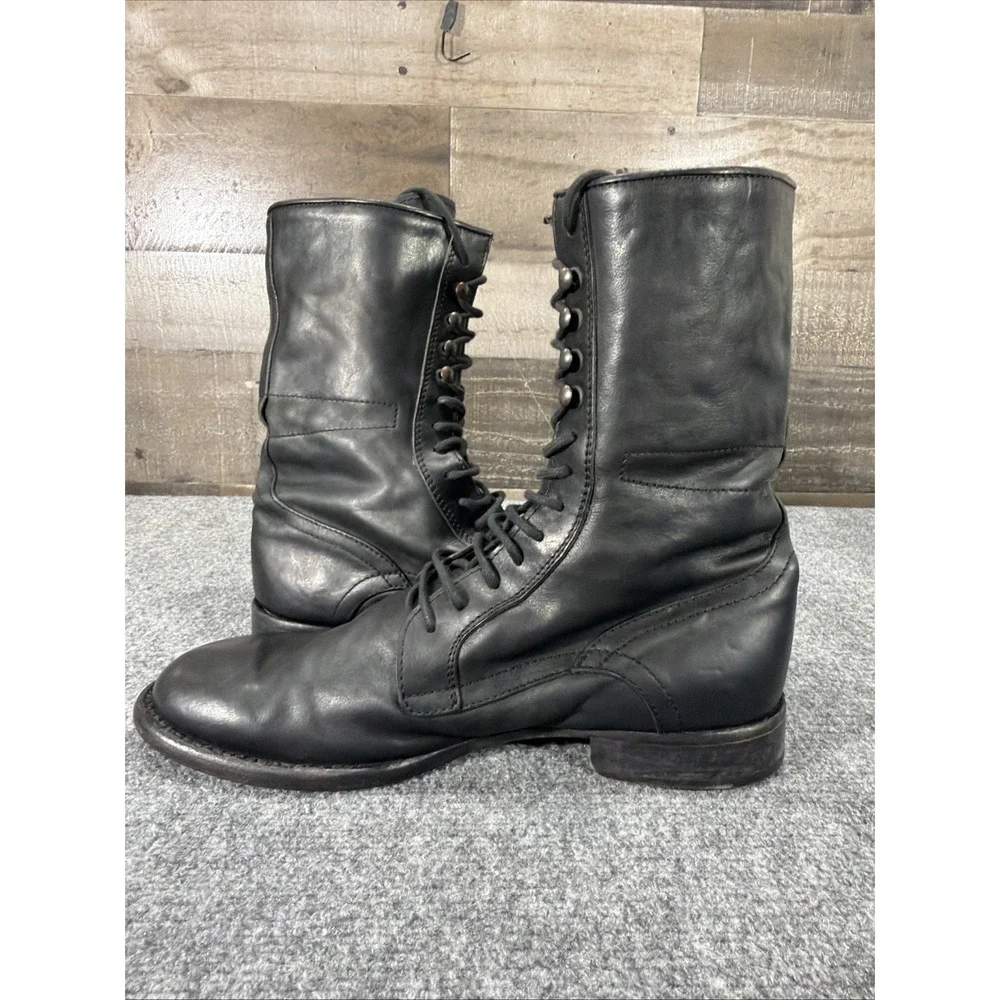 Kenneth Cole Black Leather Tall Combat Boots Made In Italy Men's Size 10 Vintage